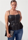 Venus Plus Size Faux-Leather Bustier Top Venus Plus Size Faux-Leather Bustier Top