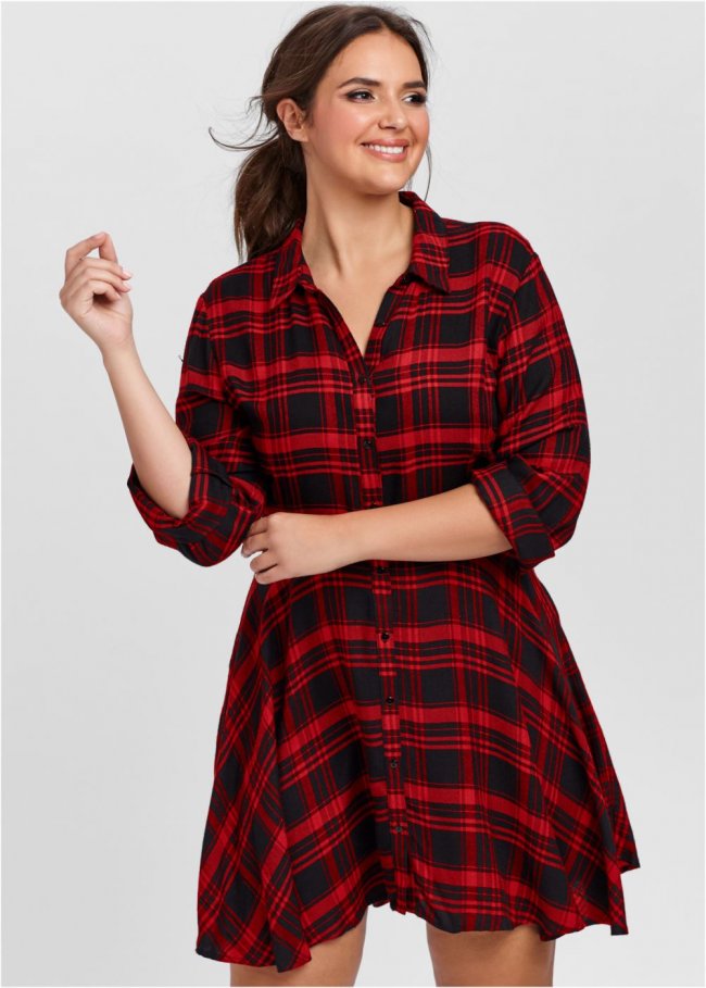 Venus Red Multi PLAID HIGH LOW DRESS Venus Red Multi PLAID HIGH LOW DRESS