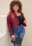 Venus Faux-Leather Grommet Jacket in Red Multi Venus Faux-Leather Grommet Jacket in Red Multi