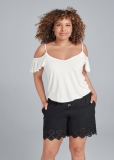 Venus Black CROCHET TRIM LINEN SHORTS Venus Black CROCHET TRIM LINEN SHORTS