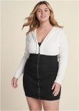 Venus Plus Size Color Block Corset Dress in Black & White Venus Plus Size Color Block Corset Dress in Black & White