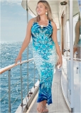Venus Plus Size Ruched Printed Maxi Dress Venus Plus Size Ruched Printed Maxi Dress