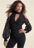 Venus Plus Size Flower Detail Surplice Top Venus Plus Size Flower Detail Surplice Top
