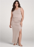Venus Taupe RUCHED MAXI DRESS Venus Taupe RUCHED MAXI DRESS