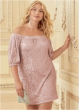 Venus Plus Size Sequin Off-The-Shoulder Dress Venus Plus Size Sequin Off-The-Shoulder Dress