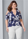 Venus Plus Size Cold-Shoulder Print Top Venus Plus Size Cold-Shoulder Print Top