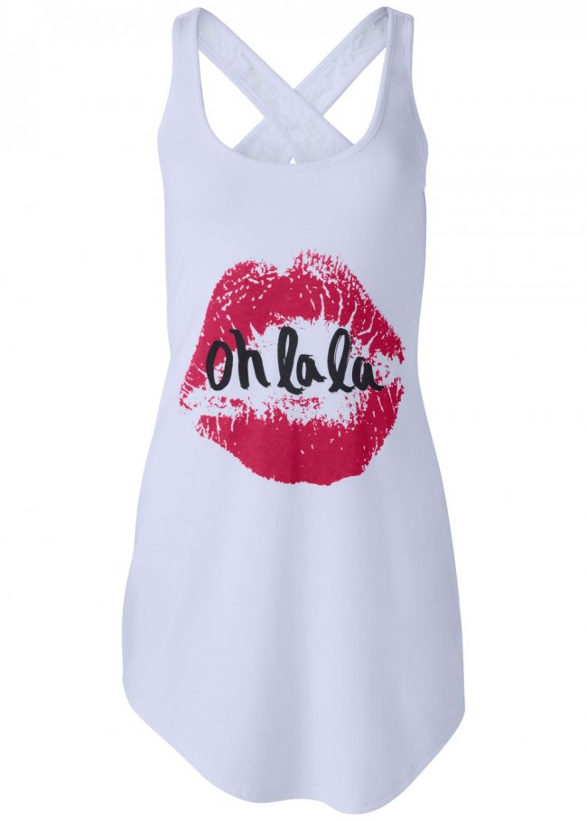 Venus White Lace Back Nightgown