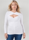Venus Plus Size Ruched Knot Twist Top Venus Plus Size Ruched Knot Twist Top