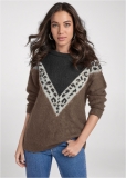 Venus Plus Size Leopard Stripe Sweater in Black Multi Venus Plus Size Leopard Stripe Sweater in Black Multi