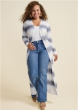 Venus Plus Size Ombre Striped Duster in White Multi Venus Plus Size Ombre Striped Duster in White Multi