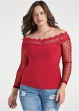 Venus Plus Size Swiss Dot Lace Top Venus Plus Size Swiss Dot Lace Top