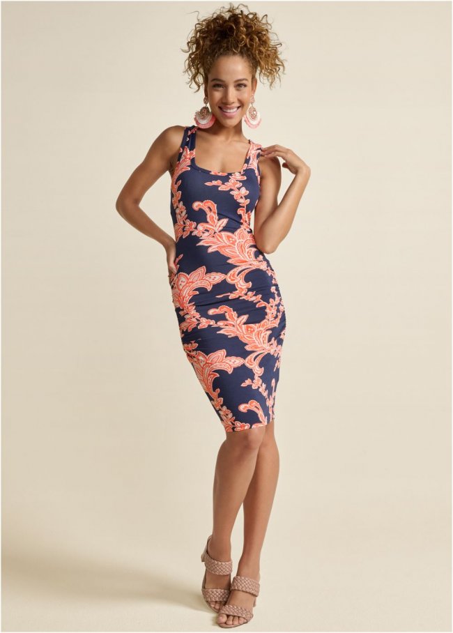 Venus Plus Size Sleeveless Ruched Bodycon Midi Dress Venus Plus Size Sleeveless Ruched Bodycon Midi Dress
