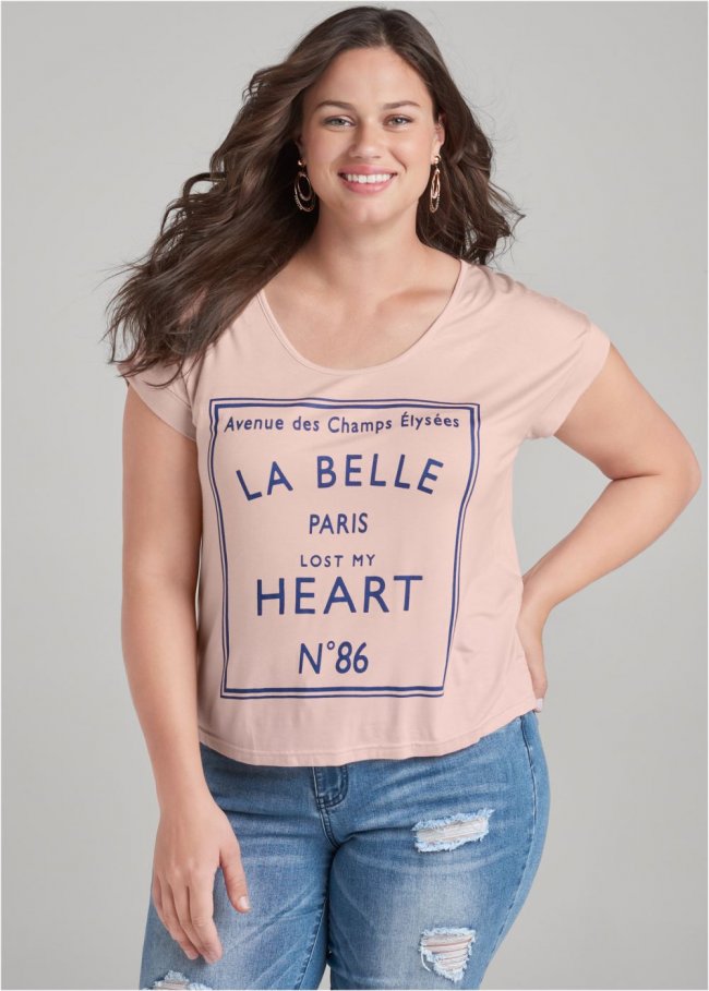 Venus Plus Size Love Print Top Venus Plus Size Love Print Top