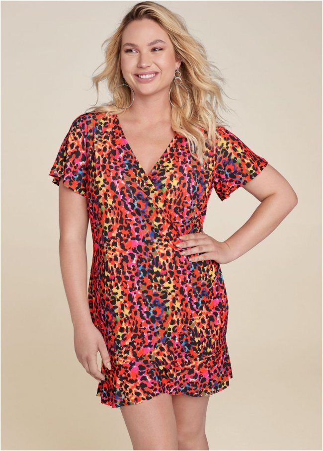 Venus Plus Size Leopard Printed Dress Venus Plus Size Leopard Printed Dress