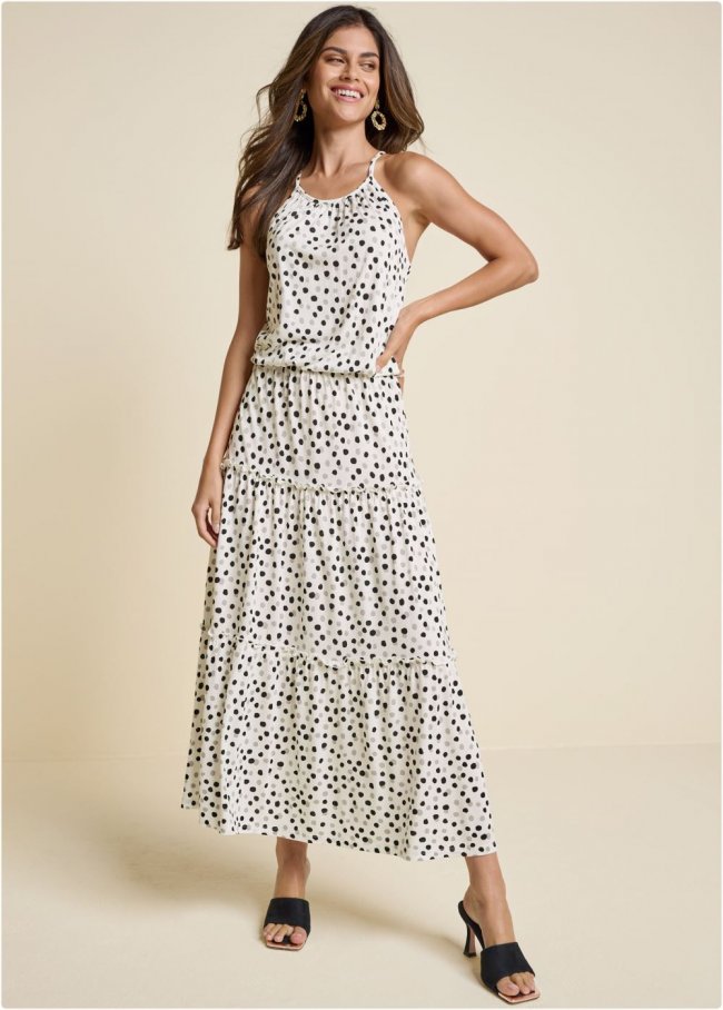 Venus Plus Size Polka Dot Maxi Dress Venus Plus Size Polka Dot Maxi Dress