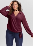 Venus Plus Size Surplice Side Tie Blouse Venus Plus Size Surplice Side Tie Blouse