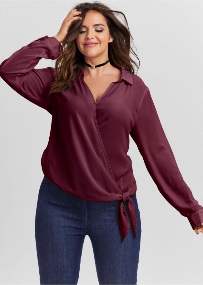 Venus Plus Size Surplice Side Tie Blouse Venus Plus Size Surplice Side Tie Blouse