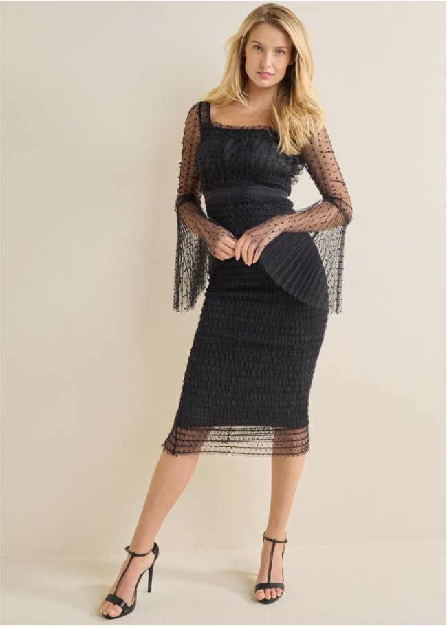 Venus Plus Size Dotted Mesh Bodycon Dress Venus Plus Size Dotted Mesh Bodycon Dress
