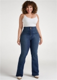 Venus Dark Wash PINTUCK SEMI-FLARE JEANS Venus Dark Wash PINTUCK SEMI-FLARE JEANS