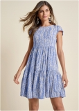 Venus Plus Size Printed Babydoll Dress Venus Plus Size Printed Babydoll Dress
