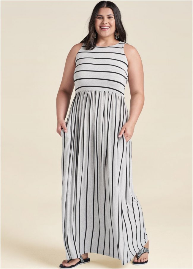 Venus Heather Grey & Black CASUAL MAXI DRESS Venus Heather Grey & Black CASUAL MAXI DRESS