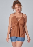Venus Brown Strappy Sleeveless Top Venus Brown Strappy Sleeveless Top