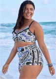 Venus Plus Size Clairette Zip-Up Swim Top Bikini - Calypso Bloom Venus Plus Size Clairette Zip-Up Swim Top Bikini - Calypso Bloom