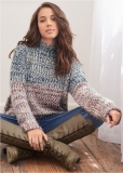 Venus Plus Size Marled Knit Mock-Neck Sweater in Blue Multi Venus Plus Size Marled Knit Mock-Neck Sweater in Blue Multi