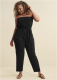 Venus Plus Size Strapless Casual Jumpsuit in Black Venus Plus Size Strapless Casual Jumpsuit in Black