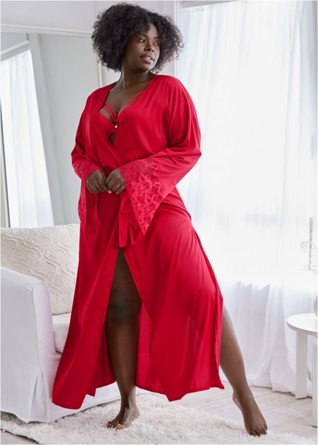 Venus Red LONG SLEEVE MAXI ROBE Venus Red LONG SLEEVE MAXI ROBE