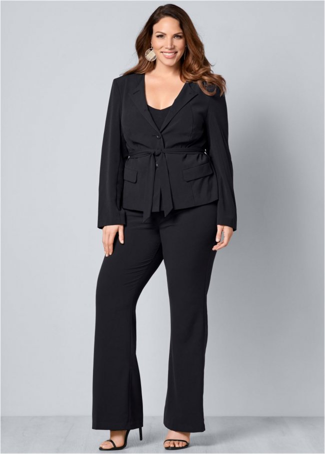 Venus Dark Grey BELTED PANT SUIT SET Venus Dark Grey BELTED PANT SUIT SET