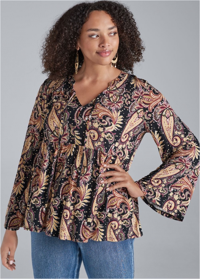 Venus Plus Size Paisley Printed Top