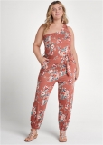 Venus Plus Size One-Shoulder Jumpsuit in Pink Multi Venus Plus Size One-Shoulder Jumpsuit in Pink Multi