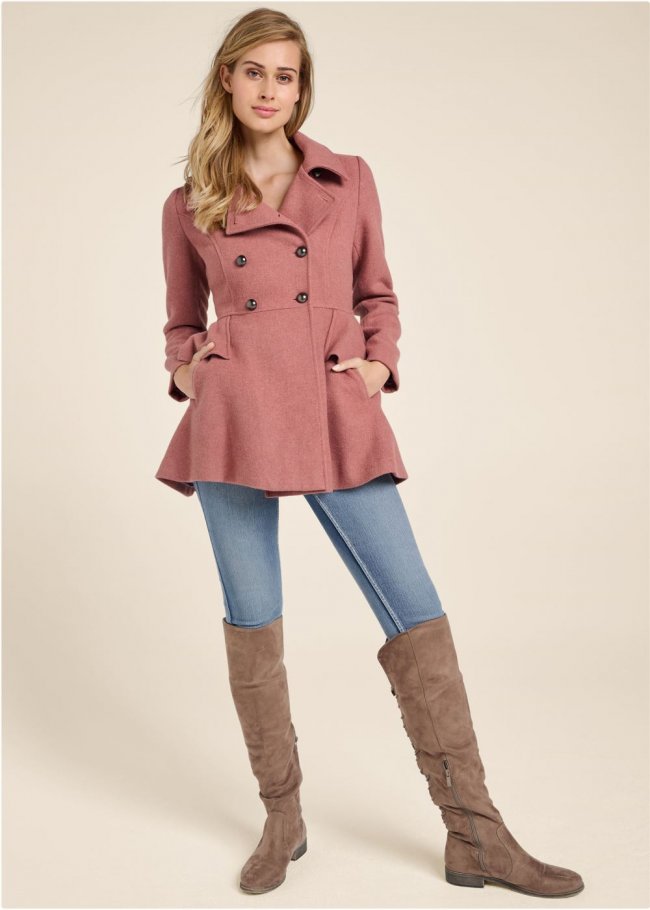 Venus Tiered Peplum Coat in Pink Venus Tiered Peplum Coat in Pink