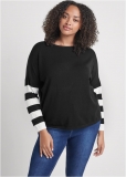 Venus Plus Size Stripe Sleeve Sweater in Black & White Venus Plus Size Stripe Sleeve Sweater in Black & White
