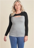 Venus Plus Size Color Block Casual Top Venus Plus Size Color Block Casual Top