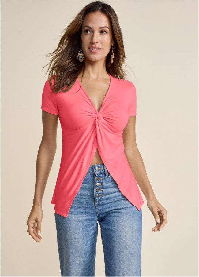 Venus Plus Size Flyaway Twist-Front Top Venus Plus Size Flyaway Twist-Front Top