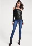Venus Plus Size Faux Leather Buckle Detail Top Venus Plus Size Faux Leather Buckle Detail Top