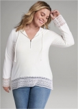 Venus Plus Size Crochet Trim Zipper Hoodie Venus Plus Size Crochet Trim Zipper Hoodie