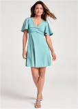 Venus Mint Flutter Sleeve V-Neck Dress Venus Mint Flutter Sleeve V-Neck Dress
