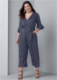 Venus Plus Size Polka Dot Jumpsuit in Navy & White Venus Plus Size Polka Dot Jumpsuit in Navy & White