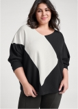 Venus Plus Size Color Block Oversized Top in Black & White Venus Plus Size Color Block Oversized Top in Black & White