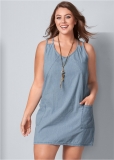 Venus Plus Size Chambray Mini Dress Venus Plus Size Chambray Mini Dress
