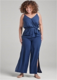 Venus Plus Size Ruffle Jumpsuit in Blue Venus Plus Size Ruffle Jumpsuit in Blue