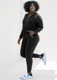 Venus Plus Size Gold Stud Hooded Jumpsuit in Black Venus Plus Size Gold Stud Hooded Jumpsuit in Black