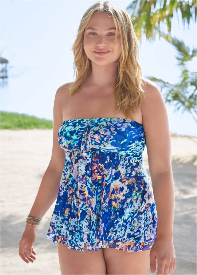 Venus Plus Size Flowing Bandeau Tankini Top Bikini - Harmonious Venus Plus Size Flowing Bandeau Tankini Top Bikini - Harmonious