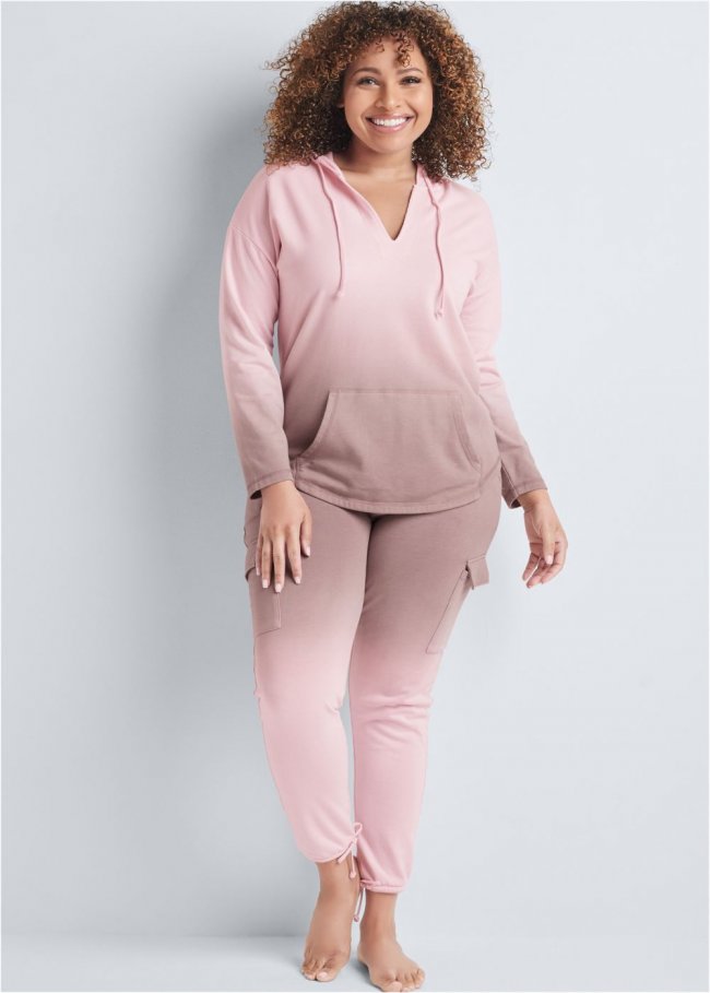 Venus Plus Size Ombre Lounge Pant Set in Pink Multi Venus Plus Size Ombre Lounge Pant Set in Pink Multi