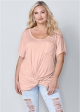 Venus Plus Size Twisted Knot Detail Tee Venus Plus Size Twisted Knot Detail Tee