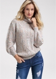 Venus Plus Size Popcorn Cable Knit Sweater in White Multi Venus Plus Size Popcorn Cable Knit Sweater in White Multi