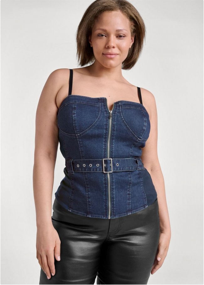Venus Plus Size Denim Bustier Top Venus Plus Size Denim Bustier Top
